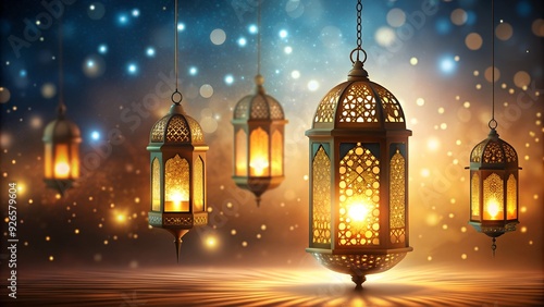 Arabic lantern of ramadan celebration background illustration. 