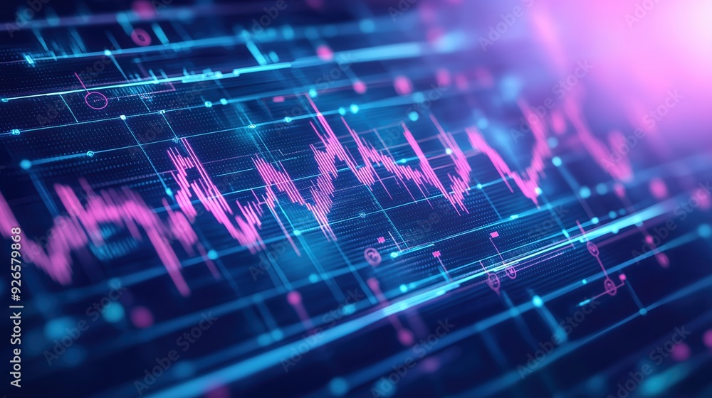 Investment analysis, sleek digital graphs with financial icons, 3D illustration Investment analysis, sleek digital graphs with financial icons, 3D illustration