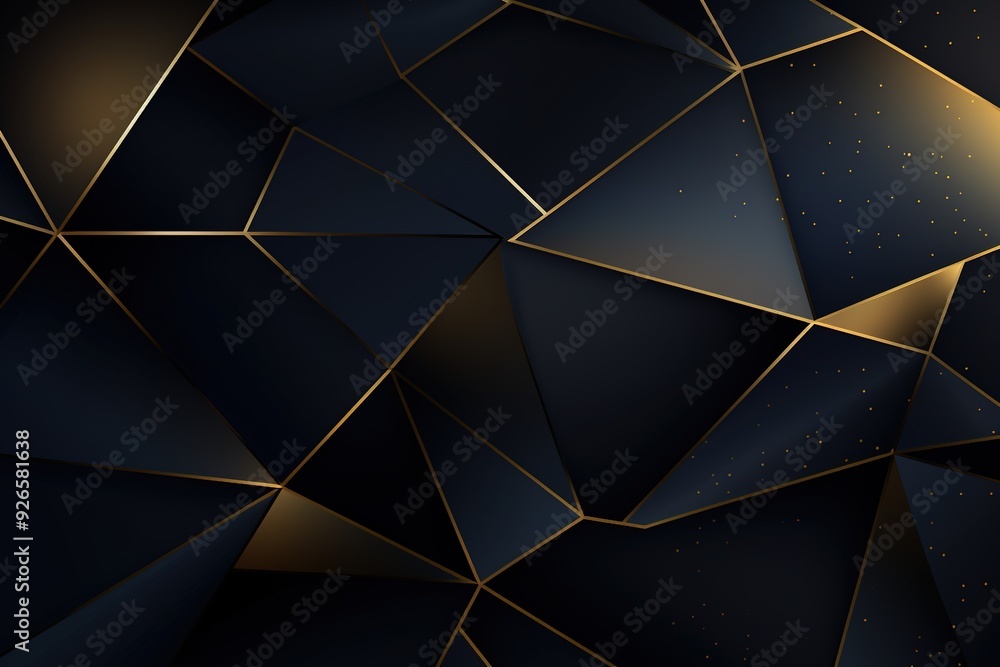 Abstract dark background with geometric gold lines. Abstract dark background with geometric gold lines.