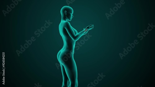 X-ray scan of the female wrist of a young adult woman with tunnel syndrome wrist  pain. Medically accurate 3D animation
