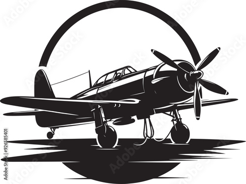 Old Fighter Jet Airplane Silhouette flat vector illustration isolated on a white background