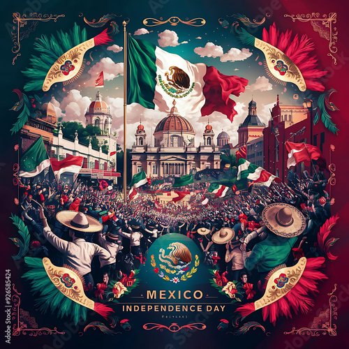 Realistic mexico independence day balloon background