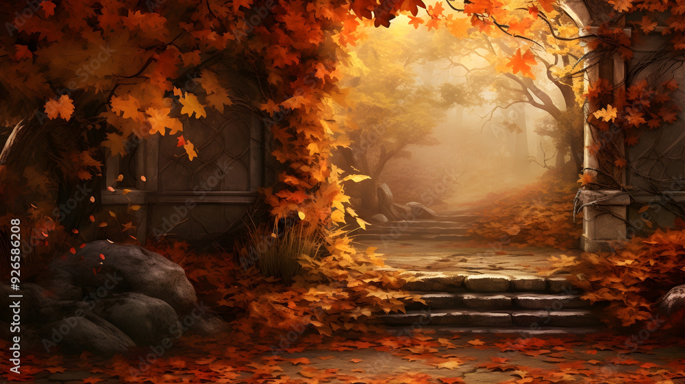Fototapeta premium Wonderful Autumn Scene AI Artwork