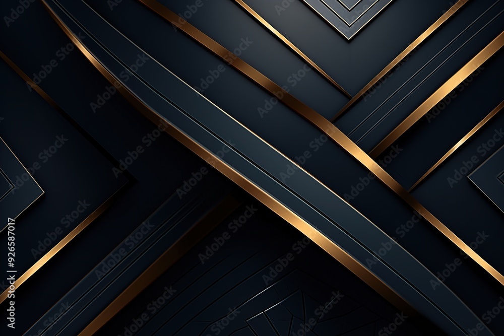 Obraz premium Abstract dark background with gold lines.