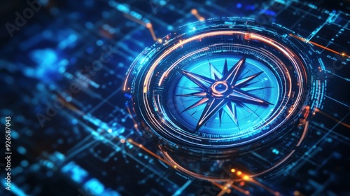 Wallpaper Mural A compass overlaid with subtle glowing lines, symbolizing solutions and direction in business and decision-making. Torontodigital.ca