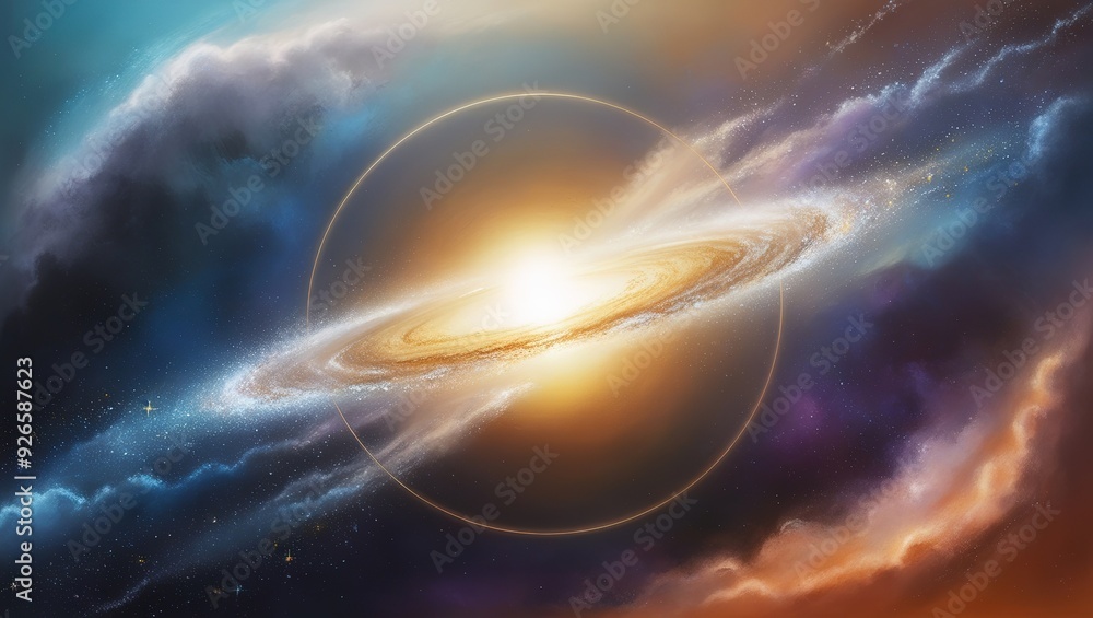 Obraz premium Abstract Space Galaxy Nebula with Golden Ring