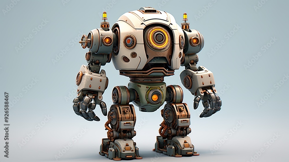 A futuristic robot with mechanical limbs and glowing elements, designed for various tasks. A futuristic robot with mechanical limbs and glowing elements, designed for various tasks.