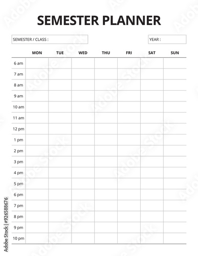 Student Planner, semester planner, weekly student list