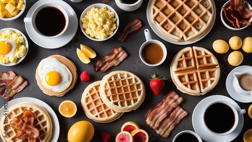 Top View of a Delicious and Colorful Breakfast Spread