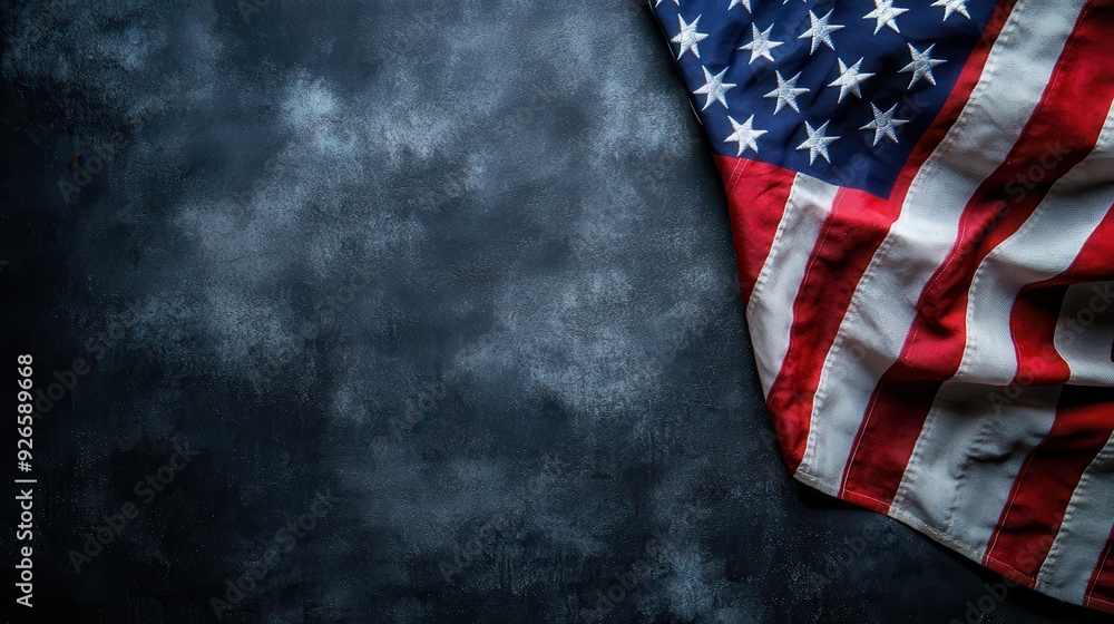 Obraz premium An American flag on a dark background, symbolizing strength and national pride