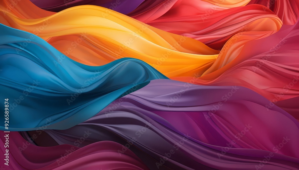 Obraz premium Flowing fabric flat design front view billowing cloth animation Triadic Color Scheme