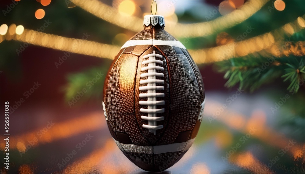 Obraz premium Adorno navideño en forma de balon de futbol americano, rugby