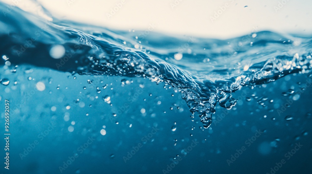 How about: Clear blue water droplets splash and create abstract waves with a refreshing, clean look? How about: Clear blue water droplets splash and create abstract waves with a refreshing, clean look?
