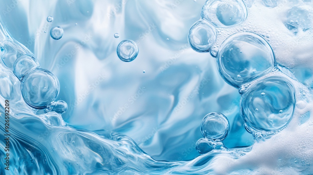 How about this: A macro shot of clear blue water droplets on a glossy surface, with a fresh and clean appearance How about this: A macro shot of clear blue water droplets on a glossy surface, with a fresh and clean appearance