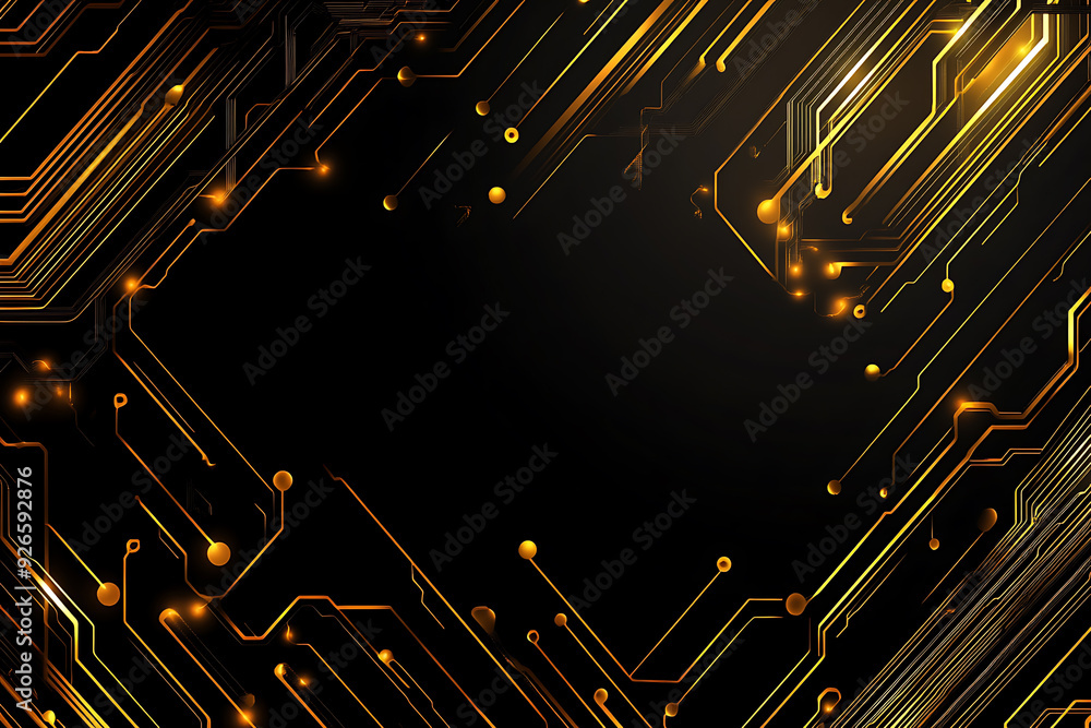 A modern abstract design featuring gold lines and dots representing network science and technology on a high-tech dark background. Ideal for templates, web design, and presentations A modern abstract design featuring gold lines and dots representing network science and technology on a high-tech dark background. Ideal for templates, web design, and presentations