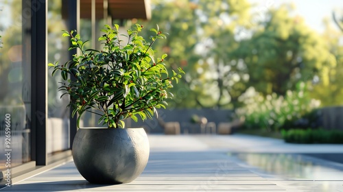 Short glimpses showcase a plant standing sentinel in its pot, its sturdy leaves a symbol of resilience and strength against the backdrop of the house. photo