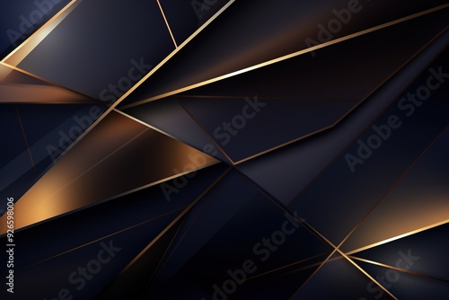 Abstract dark blue background with golden lines.