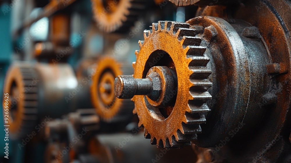 Precision Machinery. Industrial Gear wheels close up concept Precision Machinery. Industrial Gear wheels close up concept