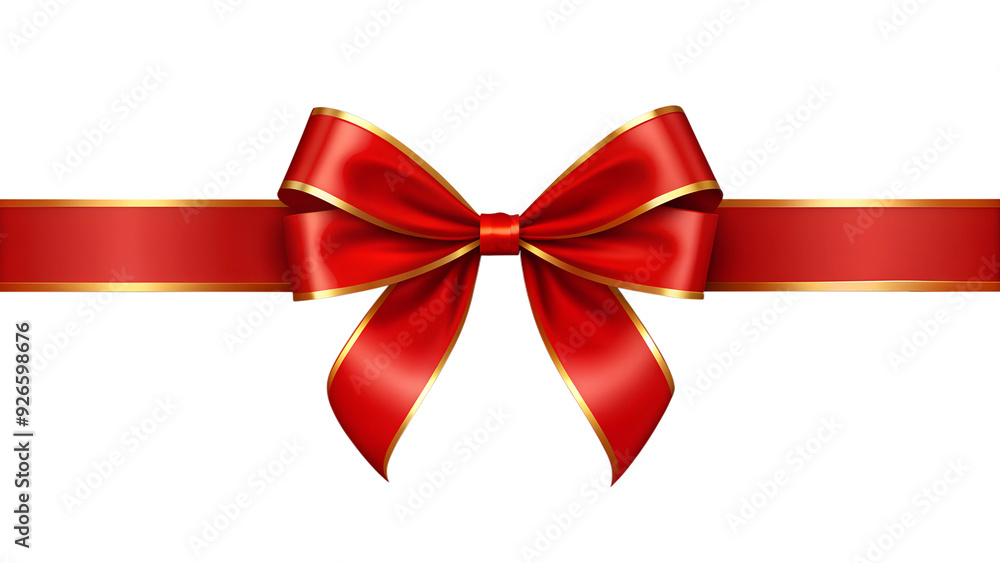 Red ribbon and bow with gold isolated against transparent background png download Red ribbon and bow with gold isolated against transparent background png download