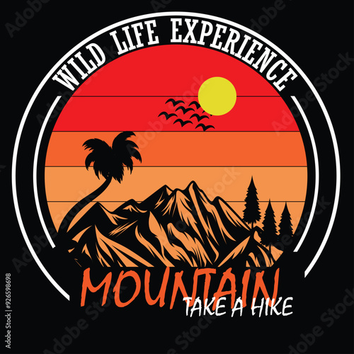 wild life experience mountain take hike t shirt design