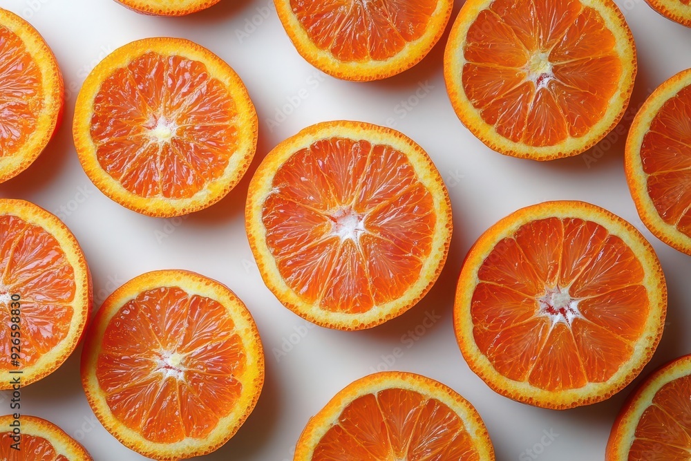 vibrant orange slices arranged in mesmerizing pattern juicy texture and vivid color pop against clean white background fresh appetizing food photography vibrant orange slices arranged in mesmerizing pattern juicy texture and vivid color pop against clean white background fresh appetizing food photography