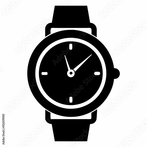 wristwatch silhouette vector art illustration.