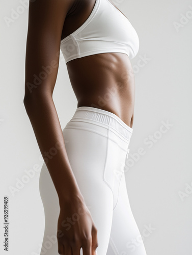 Close-Up of Fit Woman in White Athletic Wear