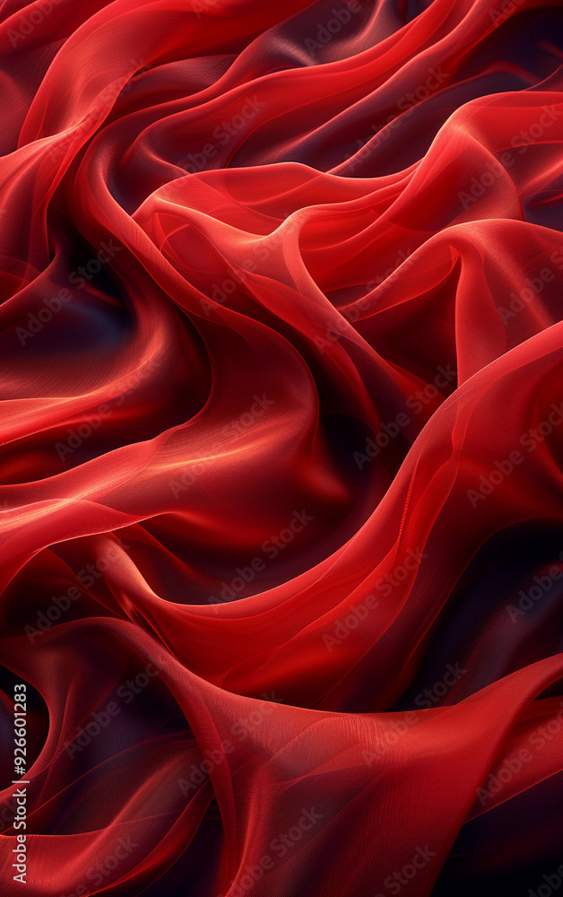 A red fabric with a pattern of waves A red fabric with a pattern of waves