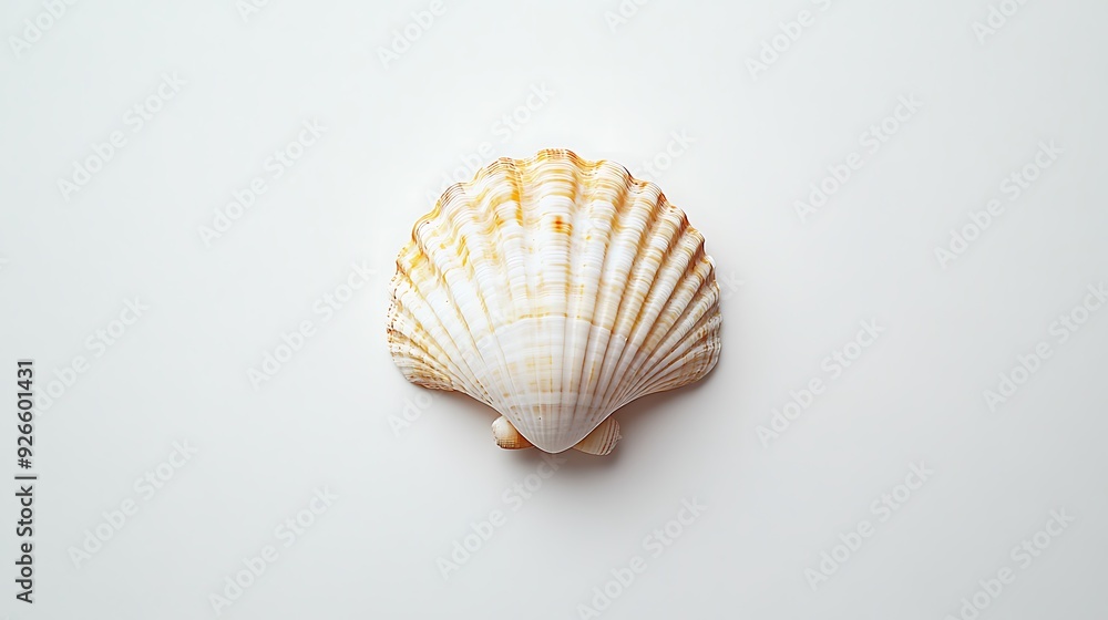 A Single Scallop Shell on a White Background A Single Scallop Shell on a White Background