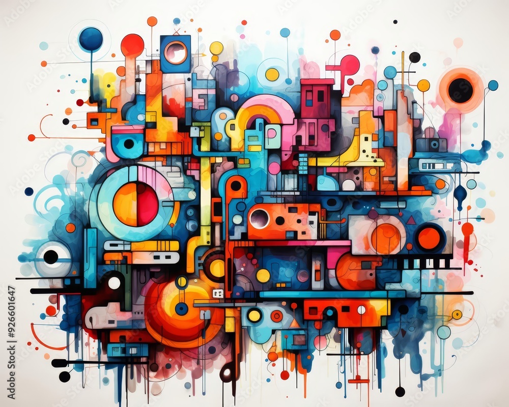 Random doodles flat design front view chaotic sketches watercolor Complementary Color Scheme Random doodles flat design front view chaotic sketches watercolor Complementary Color Scheme