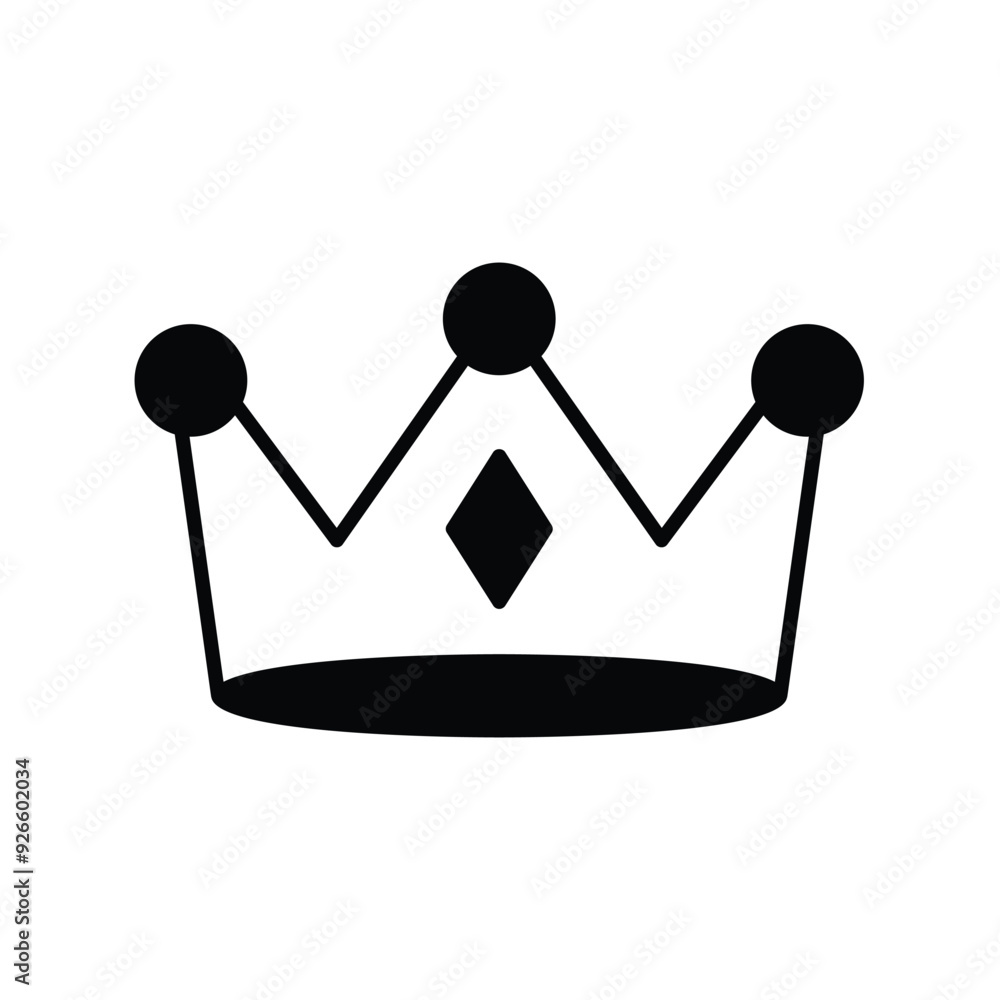 crown glyph icon with white background vector stock illustration crown glyph icon with white background vector stock illustration