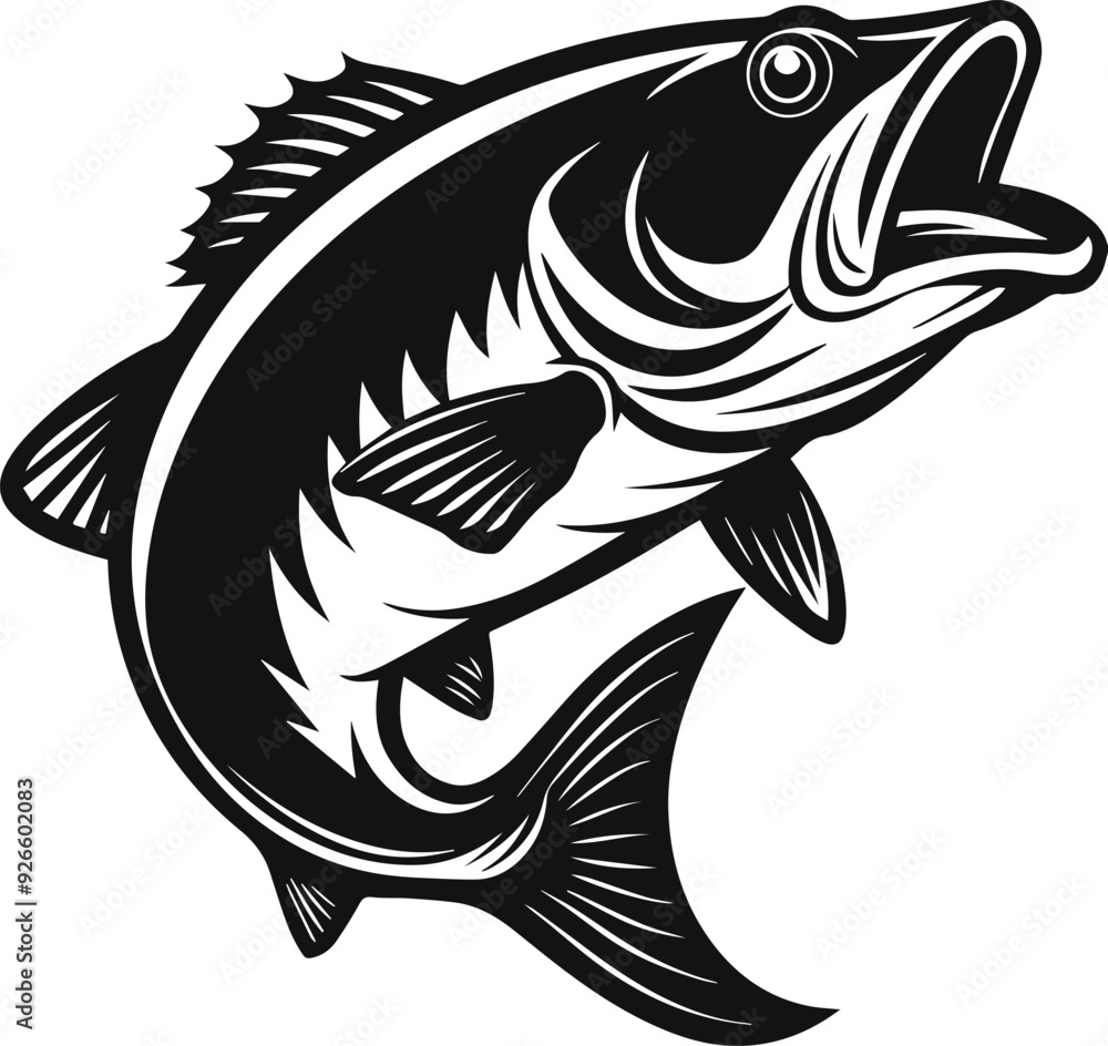 Big bass fish vector logo for t shirt design Big bass fish vector logo for t shirt design