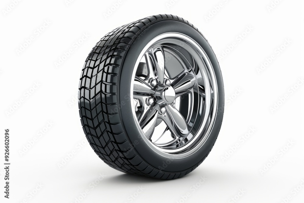 High-quality car tire on glossy rim. Perfect for automotive projects, repair shops, and digital design. Conceptual modern automotive solution. Hyper-realistic. Generative AI High-quality car tire on glossy rim. Perfect for automotive projects, repair shops, and digital design. Conceptual modern automotive solution. Hyper-realistic. Generative AI