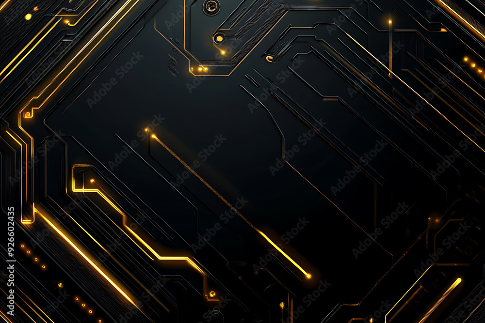 A modern abstract design featuring gold lines and dots representing network science and technology on a high-tech dark background. Ideal for templates, web design, and presentations A modern abstract design featuring gold lines and dots representing network science and technology on a high-tech dark background. Ideal for templates, web design, and presentations