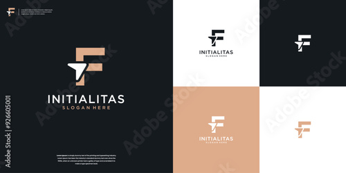 logo letter F and arrow with unique designs inspiration