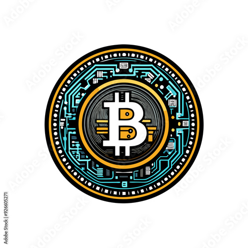 A minimalist vector image of a Bitcoin logo on a white background.