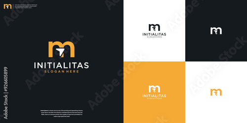 M and arrow logo letter modern logo design inspiration