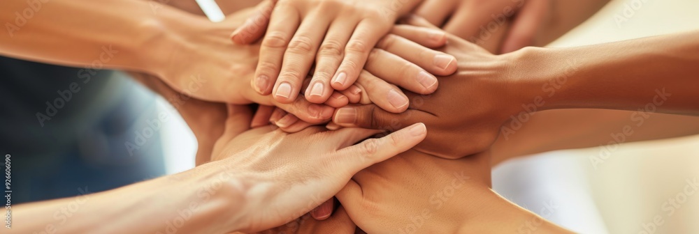 Fototapeta premium Hands coming together in a gesture of teamwork and solidarity