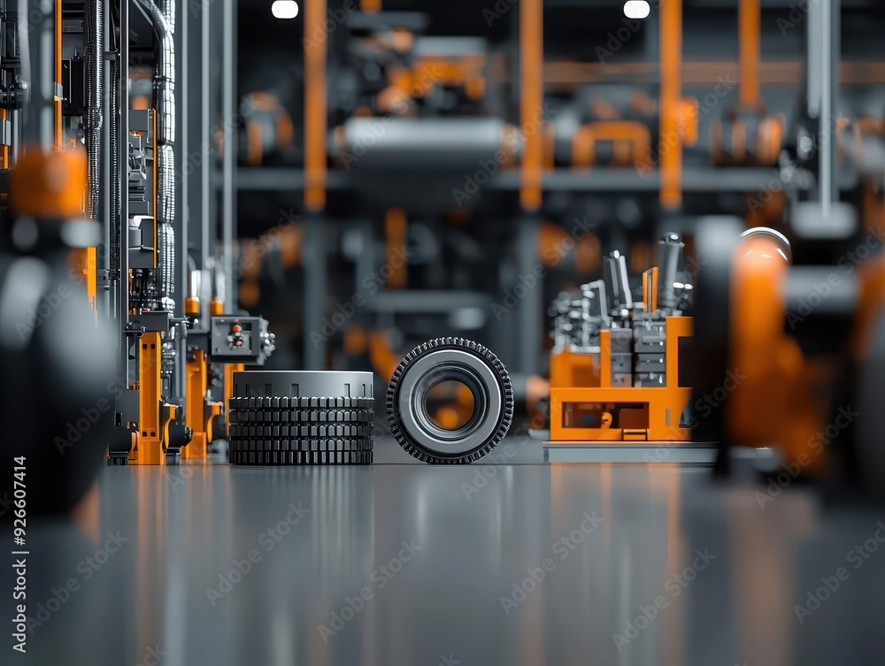 Factory interior, heavy machinery, 3D illustration Factory interior, heavy machinery, 3D illustration