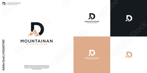 Elegant logo letter D and mountain with unique logo designs inspiration