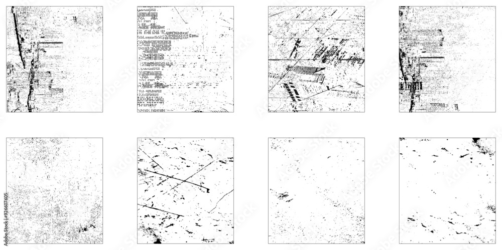 Distressed grunge texture background set vector. Grunge black and white Urban texture. Place over any object create black grunge effect. Distress grunge texture easy to use overlay. Distressed grunge texture background set vector. Grunge black and white Urban texture. Place over any object create black grunge effect. Distress grunge texture easy to use overlay.