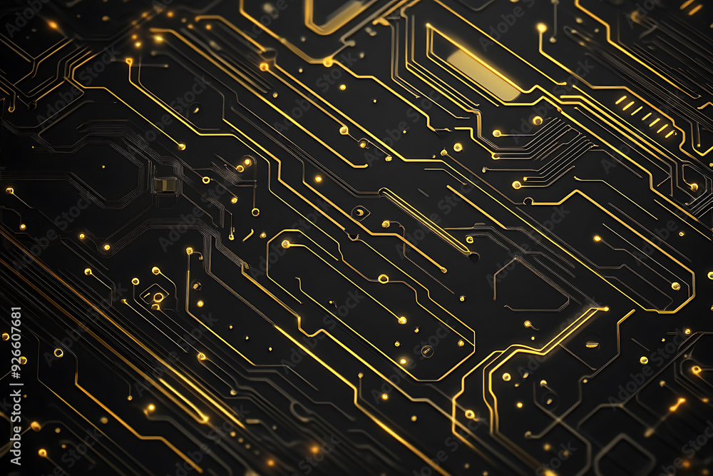 A modern abstract design featuring gold lines and dots representing network science and technology on a high-tech dark background. Ideal for templates, web design, and presentations A modern abstract design featuring gold lines and dots representing network science and technology on a high-tech dark background. Ideal for templates, web design, and presentations