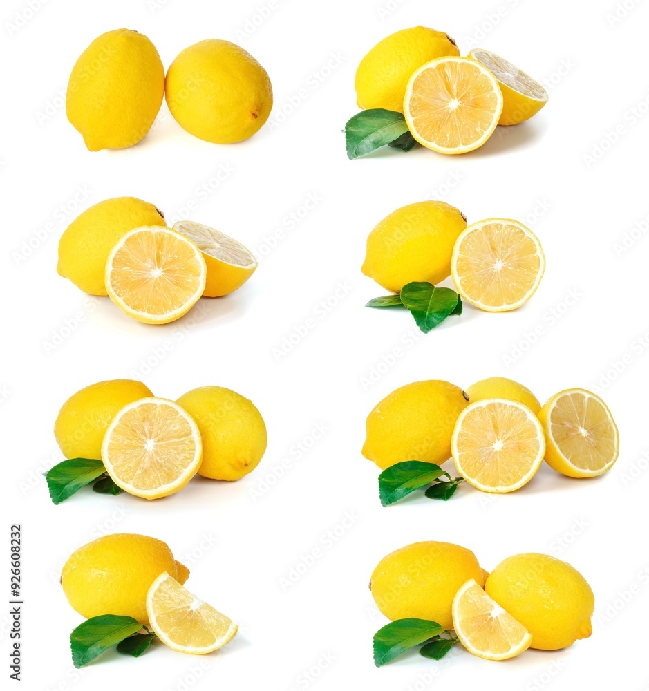 Lemon sets close up on white background.
