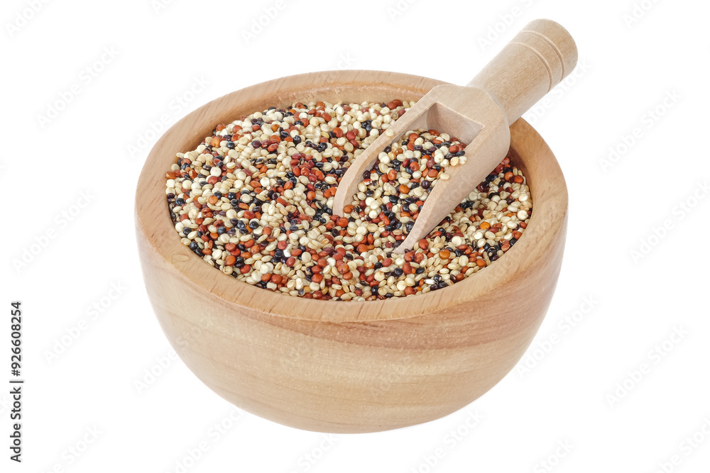 Quinoa seeds close up on white background.