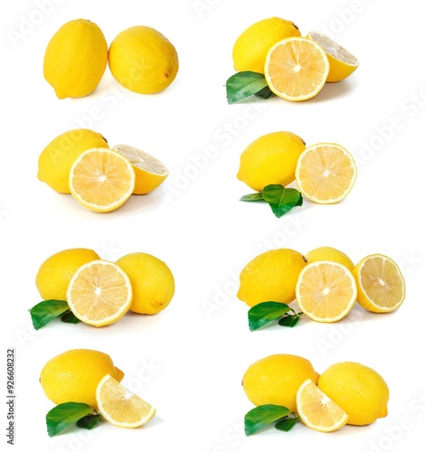 Obraz na płótnie Lemon sets close up on white background. w salonie