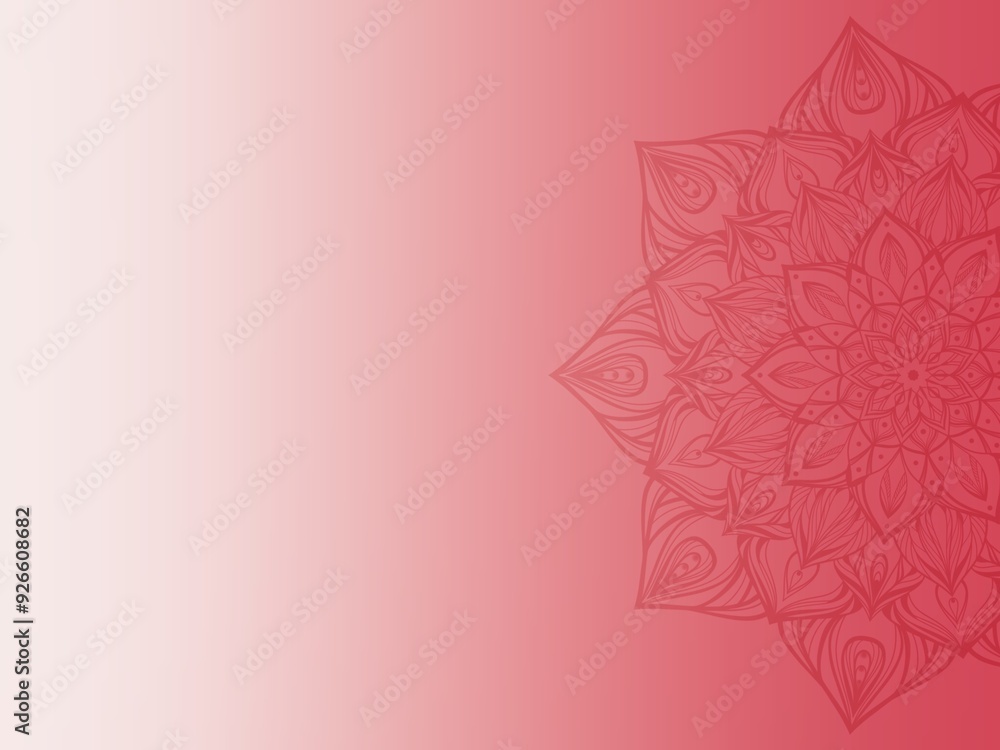 Round mandala peace design of art on pink background .