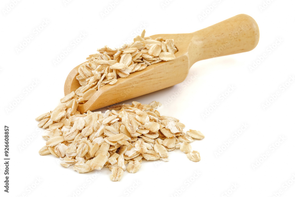 Whole grain barley close up on white background.