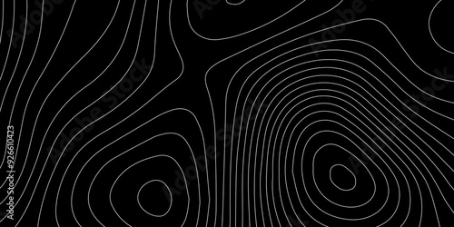 Abstract light pattern Vector illustration. Topographic map background concept. Vibrant neon lights pulsating patterns. Colorful topography contour lines isolated on black background.	