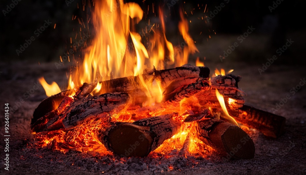 Blazing red campfire fireplace dangerous fire burning hot heat bonfire flames Blazing red campfire fireplace dangerous fire burning hot heat bonfire flames