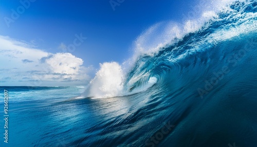 Blue power hawaii water tropical spray breaking surfing sea summer wave nature ocean